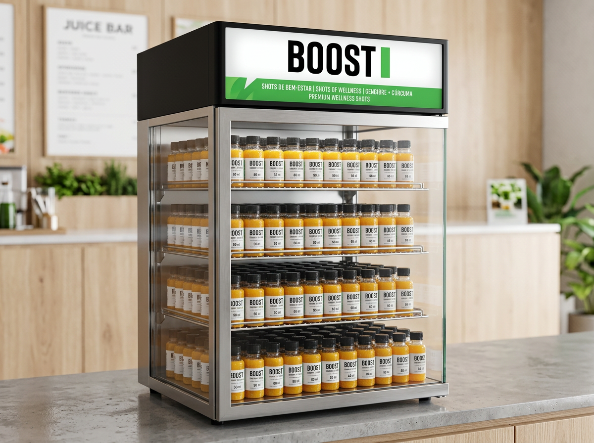 Expositor refrigerado Boost cheio de garrafas